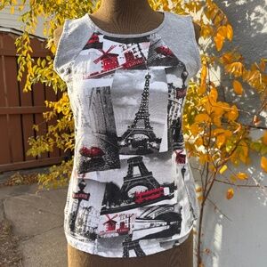 Cute Vintage Y2K Paris collage sleeveless tee